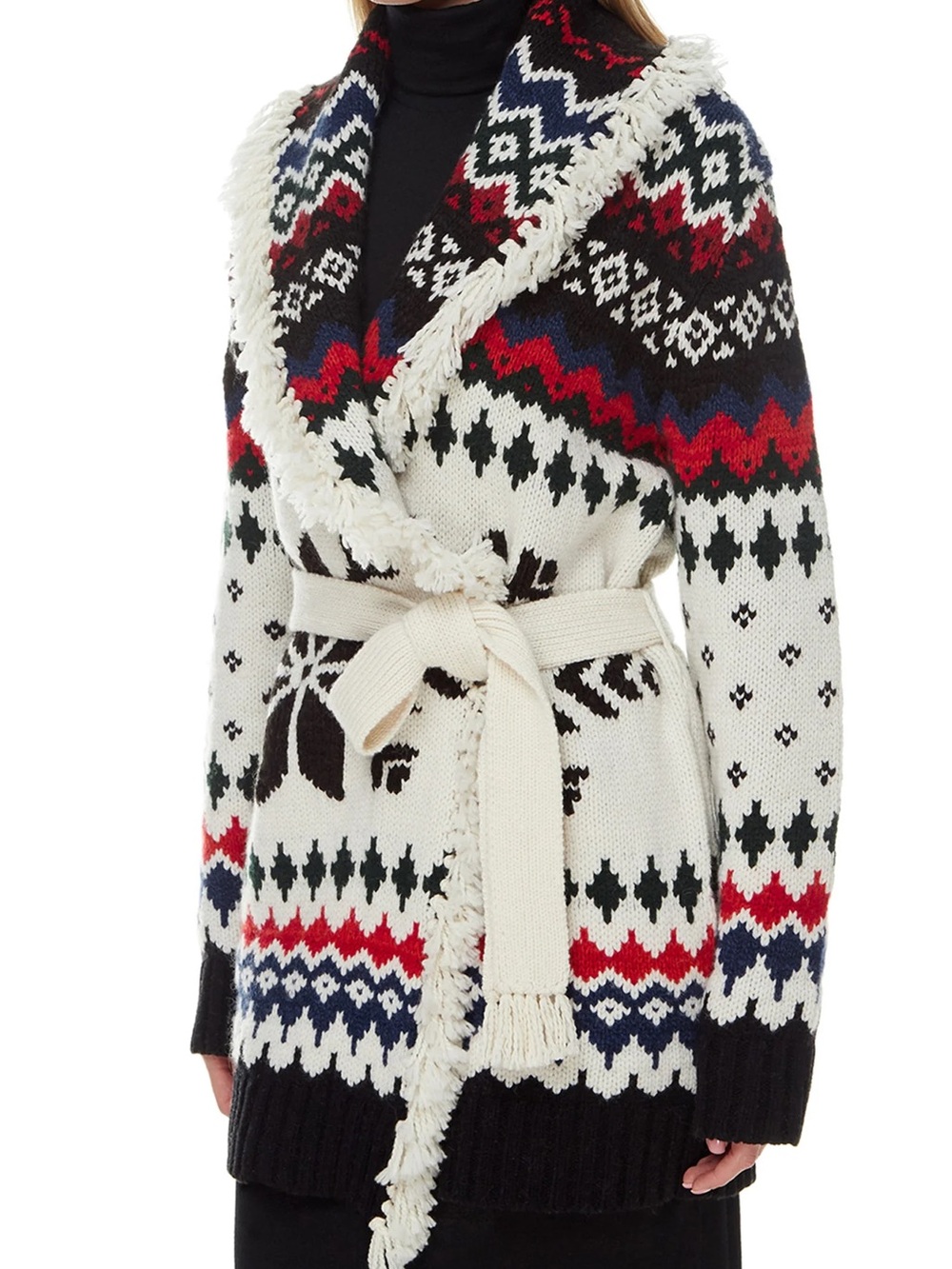 Polo Ralph Lauren NWT | Fair Isle Knit Cardigan Coatigan in Cream, Navy & Red - Picture 4 of 8